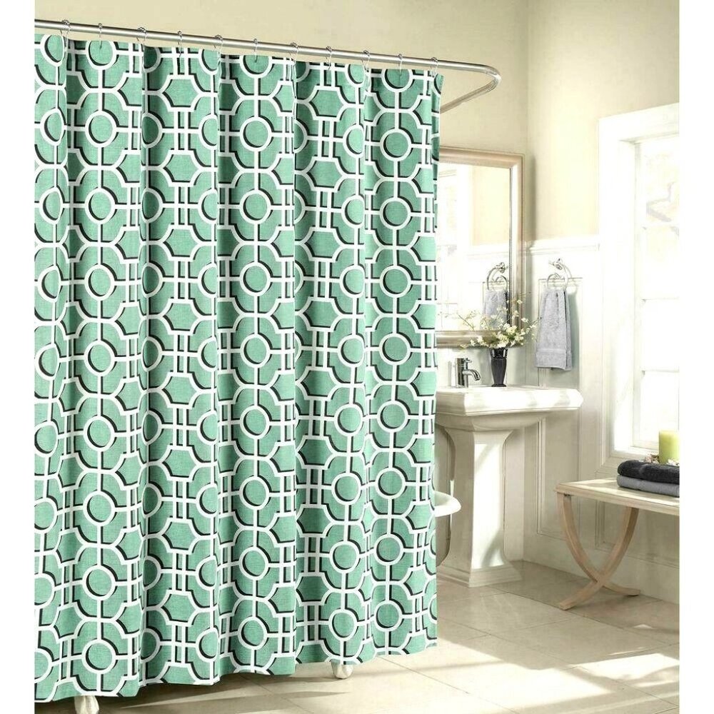 $60 Lenox Spa Shower Curtain Cotton Teal Aqua Green NEW 72X72